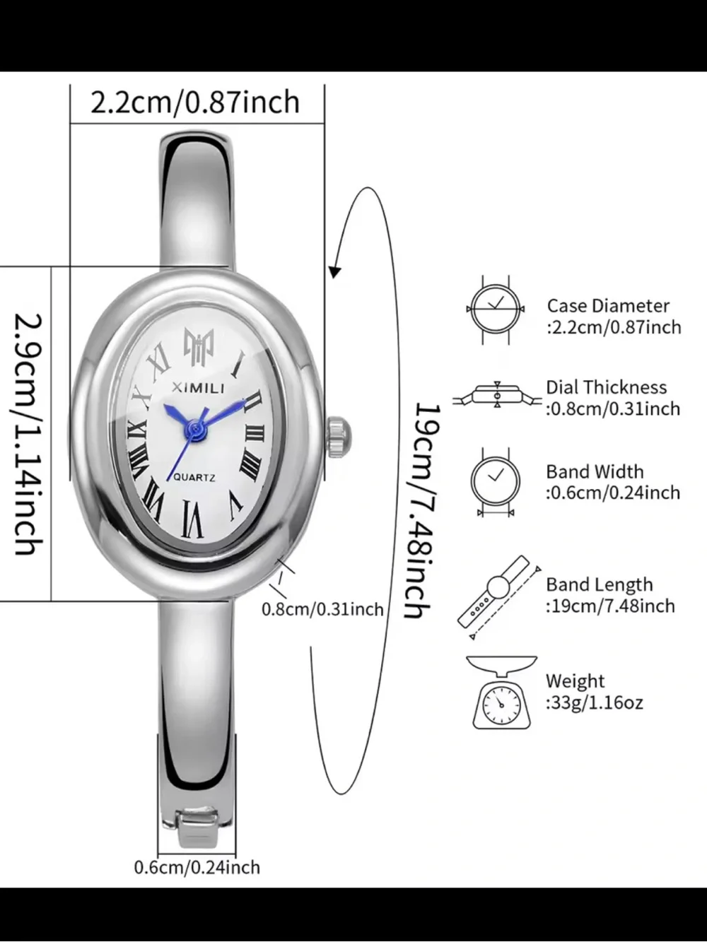 Elegant Gold-Tone Stainless Steel Bangle Watch - Picture 3 of 15